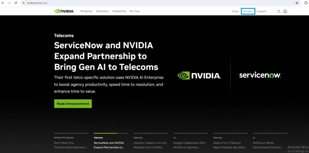 Le site Web de Nvidia